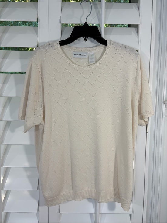 Alfred Dunner Tops - Alfred Dunner Cream Pointelle Diamond Knit Top (XL)